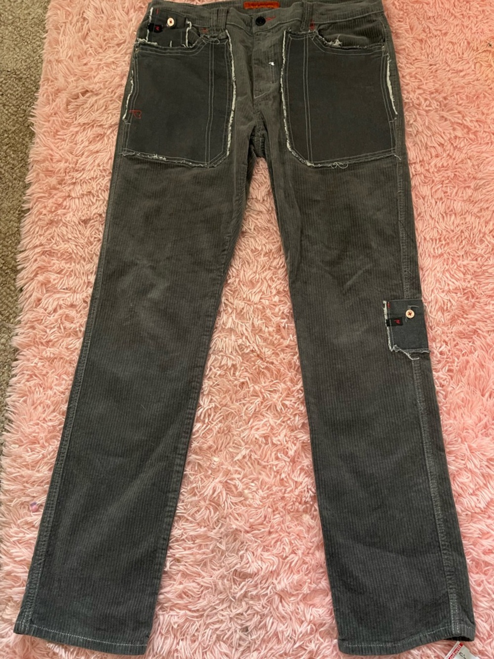 Rare Element Grey Stitched Corduroy Pants Rare W 36 L 34